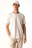 Erkek Walker Bisiklet Yaka Slim Fit Tişört %100 Pamuk - Taş