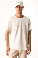 Erkek Walker Bisiklet Yaka Slim Fit Tişört %100 Pamuk - Taş