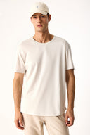 Erkek Walker Bisiklet Yaka Slim Fit Tişört %100 Pamuk - Taş