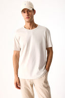 Erkek Walker Bisiklet Yaka Slim Fit Tişört %100 Pamuk - Taş