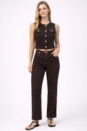 Wanda Brown Wide Leg Jean Pantolon-Brown