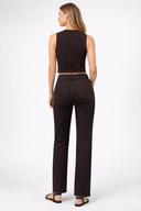 Wanda Brown Wide Leg Jean Pantolon-Brown