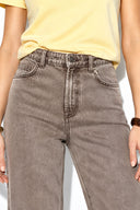 Wanda Color Wide Leg Jean Pantolon %100 Pamuk-Açık Kahve