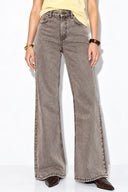 Wanda Color Wide Leg Jean Pantolon %100 Pamuk-Açık Kahve