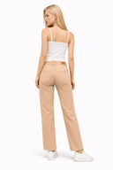 Wanda Color Wide Leg Jean Pantolon-Bej