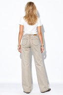 Wanda Color Wide Leg Jean Pantolon %100 Pamuk-Taş