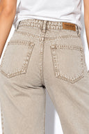 Wanda Color Wide Leg Jean Pantolon %100 Pamuk-Taş