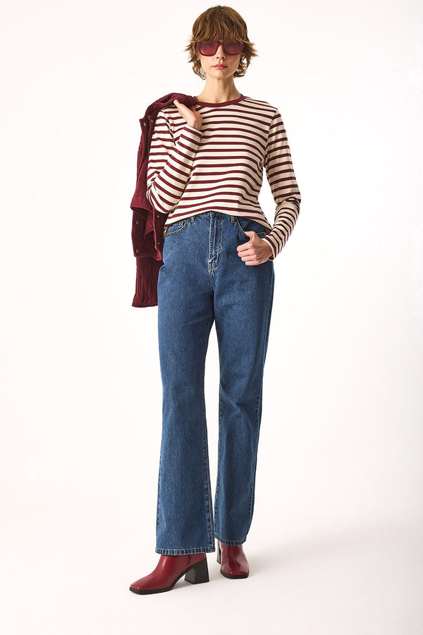 Wanda Dark Blue Wide Leg Jean Pantolon-DARK BLUE
