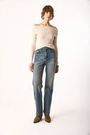 Kadın Wanda Dirty Dark Blue Wide Leg Jean Pantolon - Dirty Dark Blue