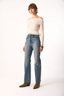 Kadın Wanda Dirty Dark Blue Wide Leg Jean Pantolon - Dirty Dark Blue