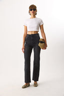 Kadın Wanda Ekstra Yüksek Bel Black Wide Leg Jean Pantolon %100 Pamuk - Black