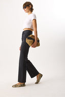 Kadın Wanda Ekstra Yüksek Bel Black Wide Leg Jean Pantolon %100 Pamuk - Black