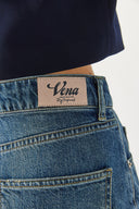 Kadın Wanda Ekstra Yüksek Bel Rigit Lyocell Dark Blue Wide Leg Jean Pantolon - Dark Blue