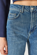 Kadın Wanda Ekstra Yüksek Bel Rigit Lyocell Dark Blue Wide Leg Jean Pantolon - Dark Blue