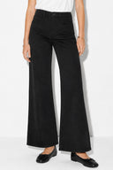 Wanda Jakarlı Wide Leg Pantolon %100 Pamuk-Siyah