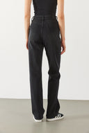 Kadın Wanda Kemer Detaylı Black Wide Leg Jean Pantolon %100 Pamuk - Black