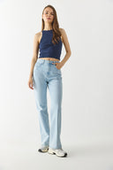 Kadın Wanda Lyocell Ice Blue Wide Leg Jean Pantolon - Ice Blue