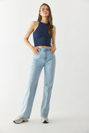 Kadın Wanda Lyocell Ice Blue Wide Leg Jean Pantolon - Ice Blue