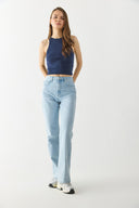 Kadın Wanda Lyocell Ice Blue Wide Leg Jean Pantolon - Ice Blue