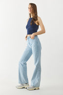 Kadın Wanda Lyocell Ice Blue Wide Leg Jean Pantolon - Ice Blue