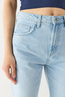 Kadın Wanda Lyocell Ice Blue Wide Leg Jean Pantolon - Ice Blue