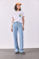 Kadın Wanda Sky Blue Wide Leg Jean Pantolon - Sky Blue