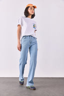 Kadın Wanda Sky Blue Wide Leg Jean Pantolon - Sky Blue