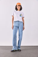 Kadın Wanda Sky Blue Wide Leg Jean Pantolon - Sky Blue