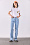 Kadın Wanda Sky Blue Wide Leg Jean Pantolon - Sky Blue