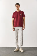 Erkek Weekend Baskılı Tişört %100 Pamuk - Bordo