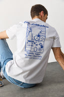 Erkek Weekend Baskılı Tişört %100 Pamuk - Beyaz