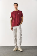 Erkek Weekend Baskılı Tişört %100 Pamuk - Bordo