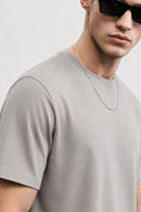 Yumuşak Dokulu Bisiklet Yaka Regular Fit Tişört-Gri